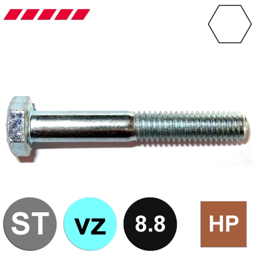 Schrauben Sechskantkopf DIN 931 8.8 verzinkt (mit Schaft)