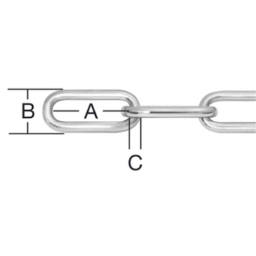 Rundstahlkette Form C langgliedrig verzinkt, ungeprüft (Meterware)