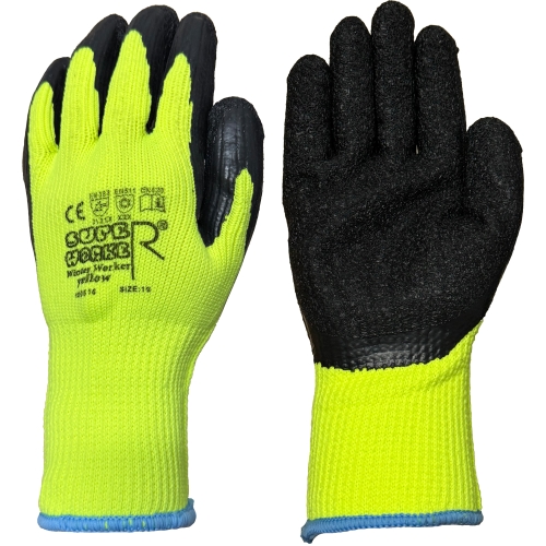 Winter-Strickhandschuhe latexbeschichtet gelb Winter Worker