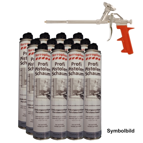 Ferroplus Pistolenschaum Profi - Set, Set 12 Dosen + 1 Pistole, Inhalt/Dose 750 ml