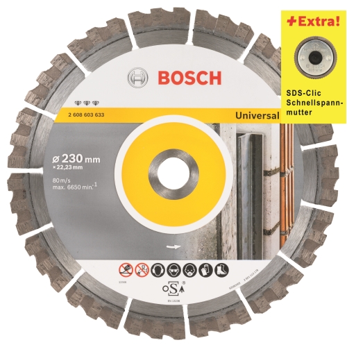 Bosch Diamant-Trennscheibe Best for Universal, Ø 230 mm, Stärke 2,4 mm, Bohrung 22,23 mm