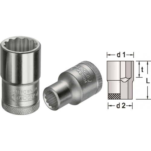 Steckschlüsseleinsatz Gedore 1/2 D 19 - UD-Profil und Zwölfkant
