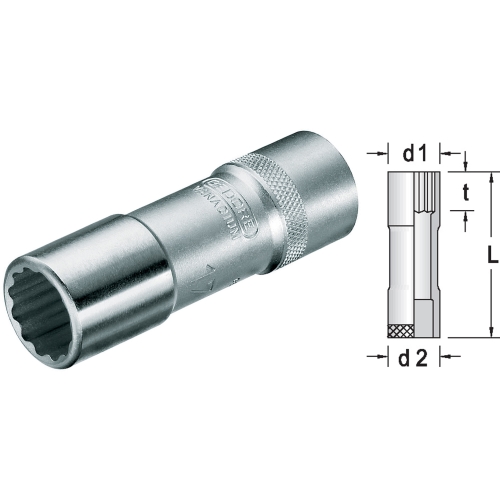 Steckschlüsseleinsatz Gedore 1/2 D 19 L - lang UD-Profil und Zwölfkant